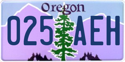 OR license plate 025AEH
