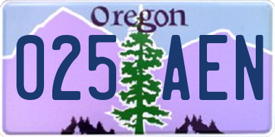OR license plate 025AEN