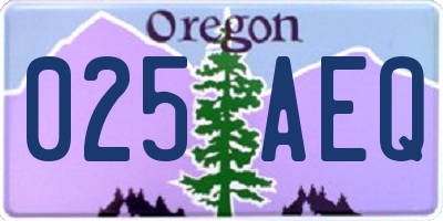 OR license plate 025AEQ