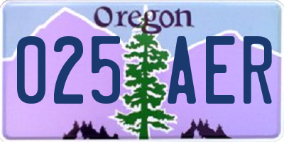 OR license plate 025AER