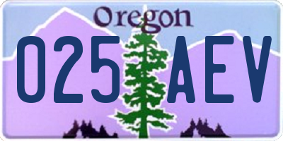 OR license plate 025AEV