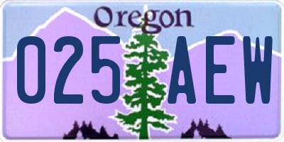 OR license plate 025AEW