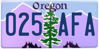 OR license plate 025AFA