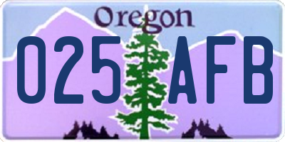 OR license plate 025AFB