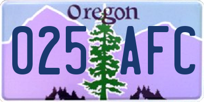 OR license plate 025AFC