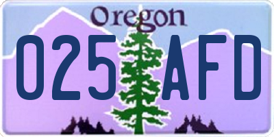 OR license plate 025AFD