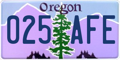OR license plate 025AFE