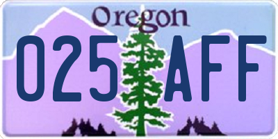 OR license plate 025AFF