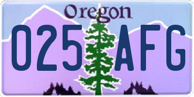 OR license plate 025AFG