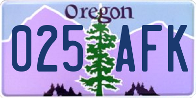 OR license plate 025AFK
