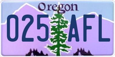 OR license plate 025AFL