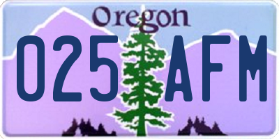OR license plate 025AFM
