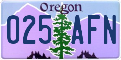 OR license plate 025AFN