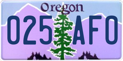 OR license plate 025AFO