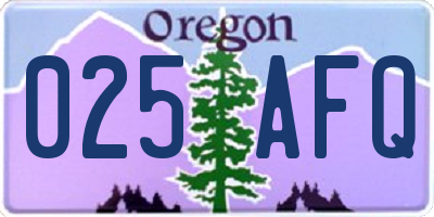 OR license plate 025AFQ