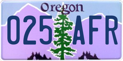 OR license plate 025AFR