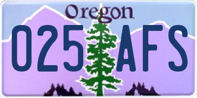 OR license plate 025AFS