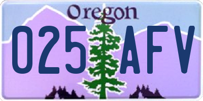 OR license plate 025AFV