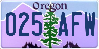 OR license plate 025AFW