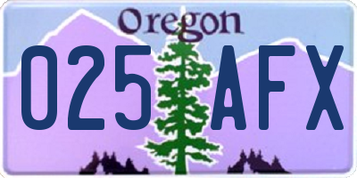 OR license plate 025AFX