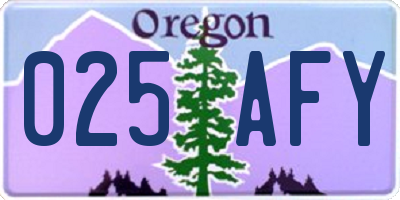 OR license plate 025AFY
