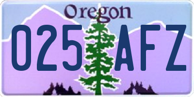 OR license plate 025AFZ