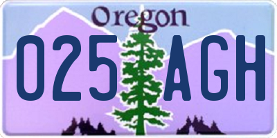 OR license plate 025AGH