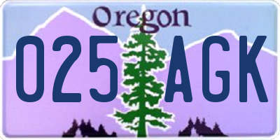 OR license plate 025AGK