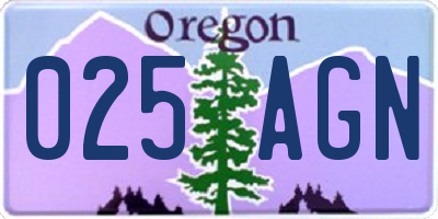 OR license plate 025AGN