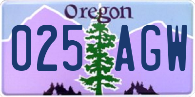 OR license plate 025AGW