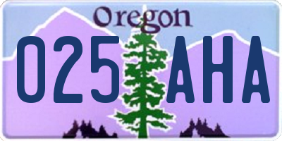 OR license plate 025AHA