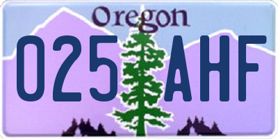 OR license plate 025AHF