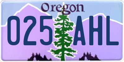 OR license plate 025AHL