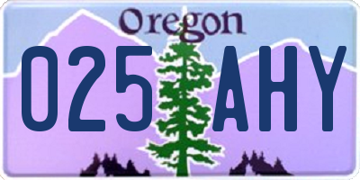 OR license plate 025AHY