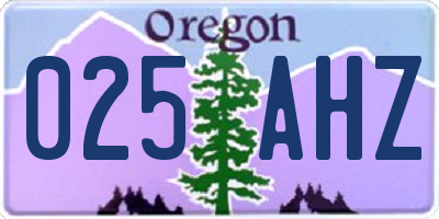 OR license plate 025AHZ