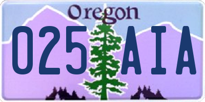 OR license plate 025AIA