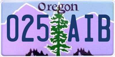 OR license plate 025AIB