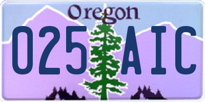 OR license plate 025AIC