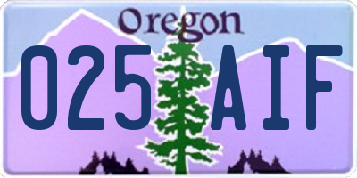 OR license plate 025AIF