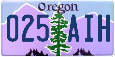 OR license plate 025AIH