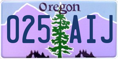 OR license plate 025AIJ