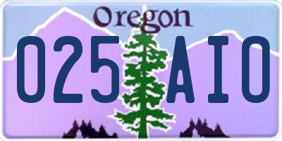 OR license plate 025AIO