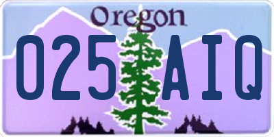 OR license plate 025AIQ