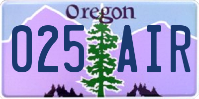 OR license plate 025AIR