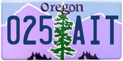 OR license plate 025AIT