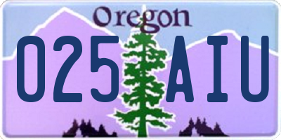 OR license plate 025AIU