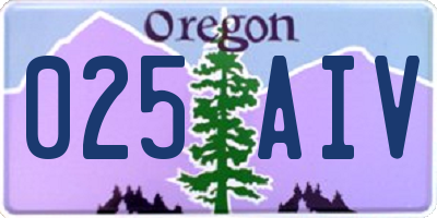 OR license plate 025AIV