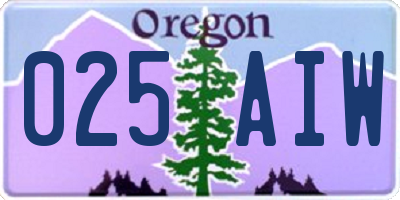 OR license plate 025AIW