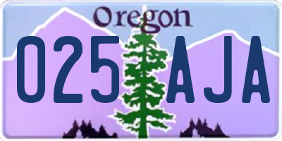 OR license plate 025AJA