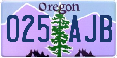 OR license plate 025AJB